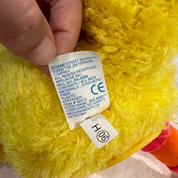 Sesame Street Big Bird Plush Piggy Bank and Frame 2000 Vintage RARE HTF Applause - Picture 7 of 7